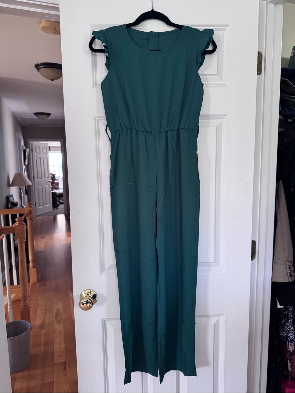 Girls 13-14 Y Teal/Blue/Green Sleeveless Ruffle Jumpsuit Romper
